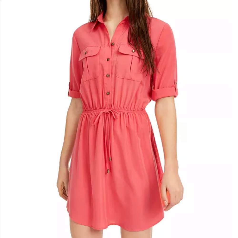 Spiced Coral Juniors Utility Shirtdresss